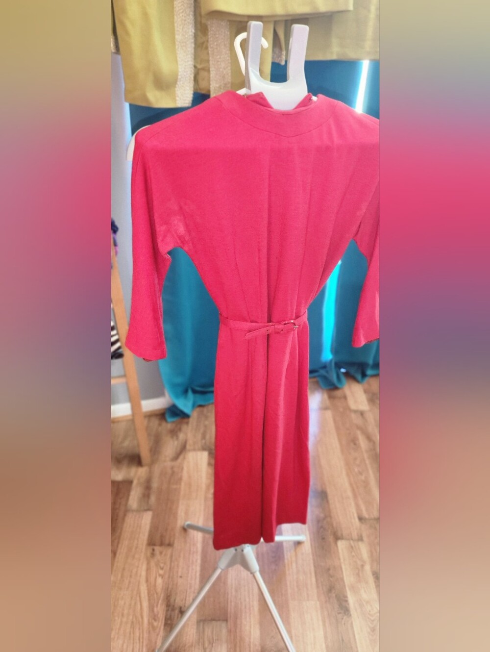 60s Classic Red Belted Women’s Wiggle Dress